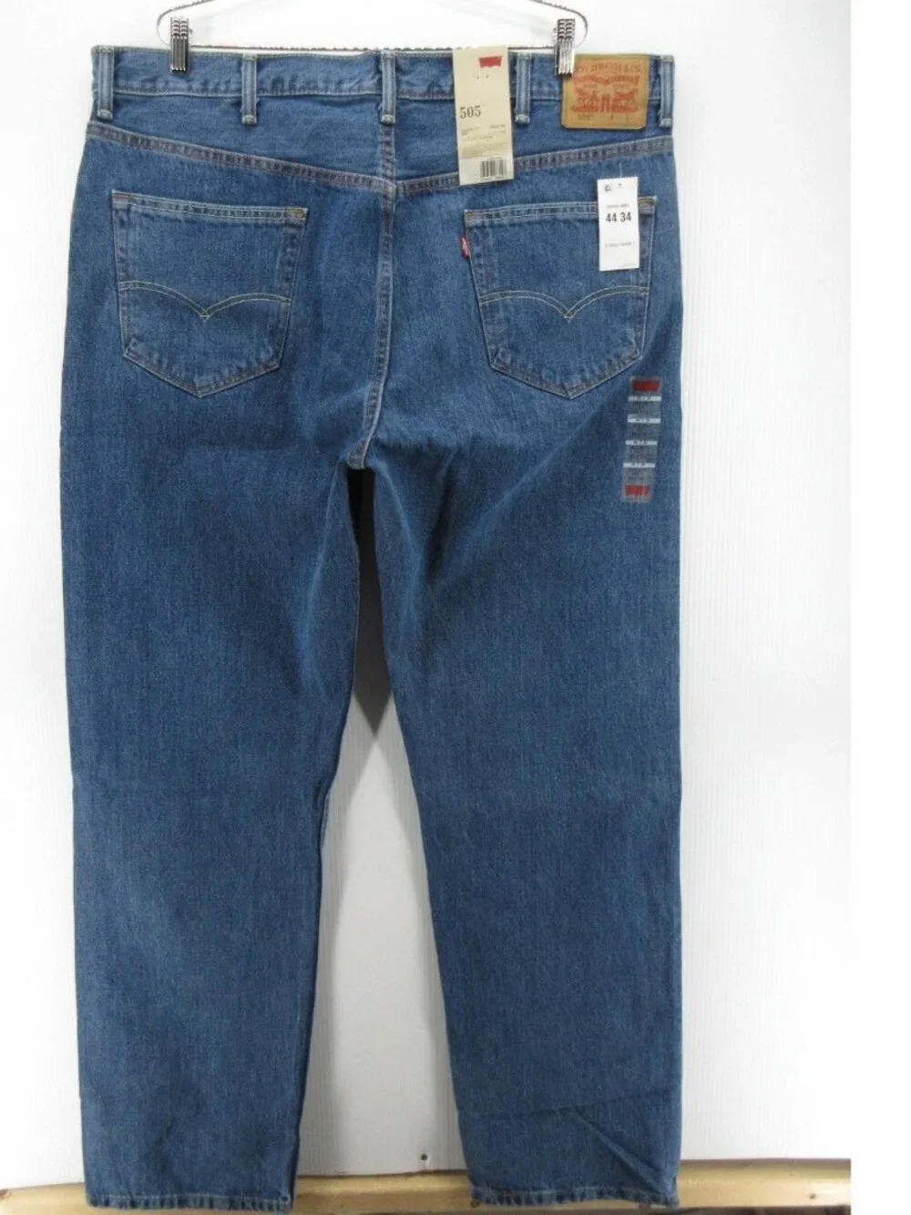 Levis 505 Jeans 44X34 Regular Fit Straight Leg Red Tab Denim Pants NEW
